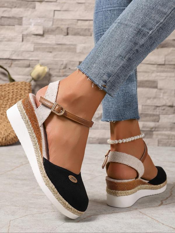 Women's Fashionable Plain Color Wedge Sandals, Casual Comfortable Platform Sandals for Beach, Fashion Shoes for Party, Daily Clothing Decor