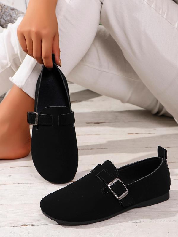 Women's Fashionable Plain Color Slip on Flats, Casual Comfortable Flat Shoes for Daily Wear, Lightweight Breathable Shoes for Women & Girls