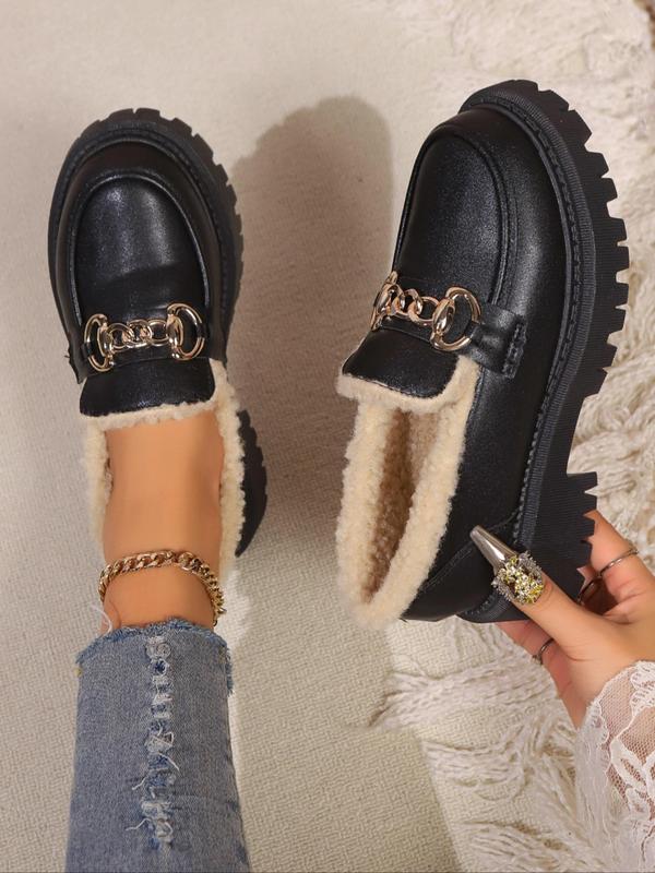 Women's Fashionable Chain Decorated Loafers, Casual Comfortable Platform Shoes for Daily Wear, Female All-match Shoes for Daily Wear