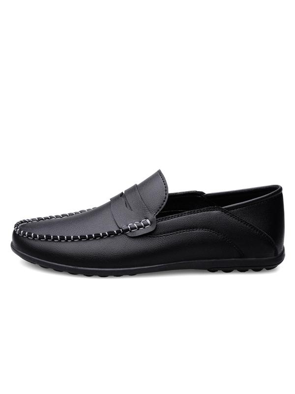 Men's 1 Pair Minimalist Casual Plain Round Toe Slip on Shoes, Business Style Quilted Comfort Flats, Casual Flat Heel Loafers For Daily Wear