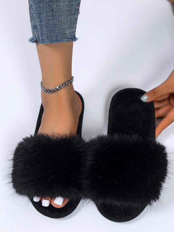 Matching Faux Fur Plush Slippers for Women, 2024 New Trendy Casual Soft Fluffy Comfort Bedroom Slippers, Female Going Out Fuzzy Walking Shoes for Daily Use, Cozy Corner Home, Footwear