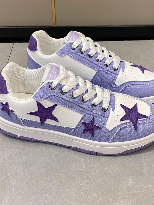 Star Pattern Low Top Training Sneakers for Women for Gift, 2024 Casual Lace Up Lightweight Breathable Comfortable Sports Running Shoes for Girl, Perfect for Students and Outdoor Sports