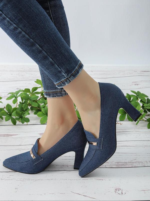 Women's Elegant Solid Color Pointed Toe Heeled Shoes, Fashionable Slip on Heels for Daily Wear, Lightweight Breathable Comfortable Heels for for Women & Girls