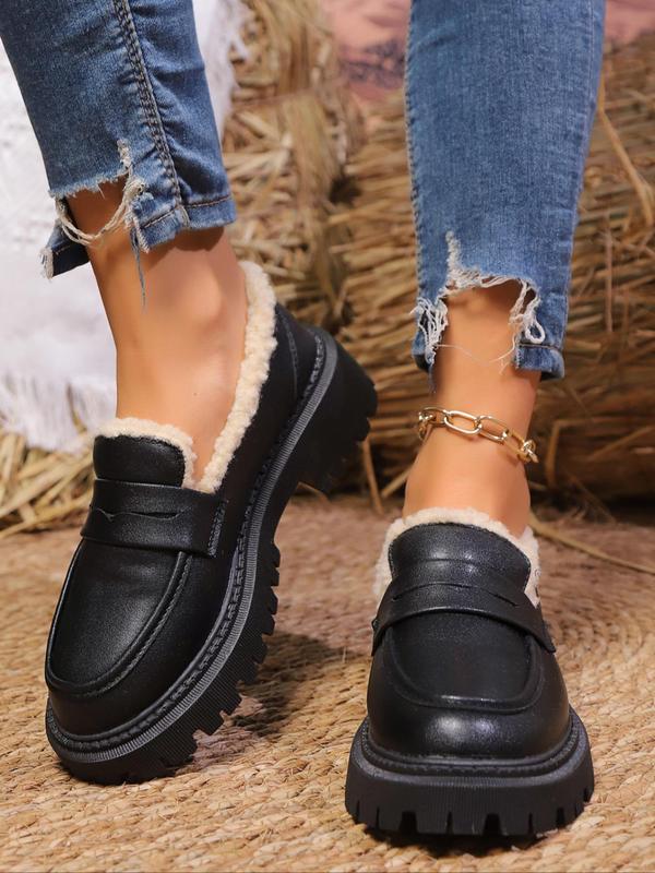 Women's Fashionable Chain Decorated Loafers, Casual Comfortable Platform Shoes for Daily Wear, Female All-match Shoes for Daily Wear