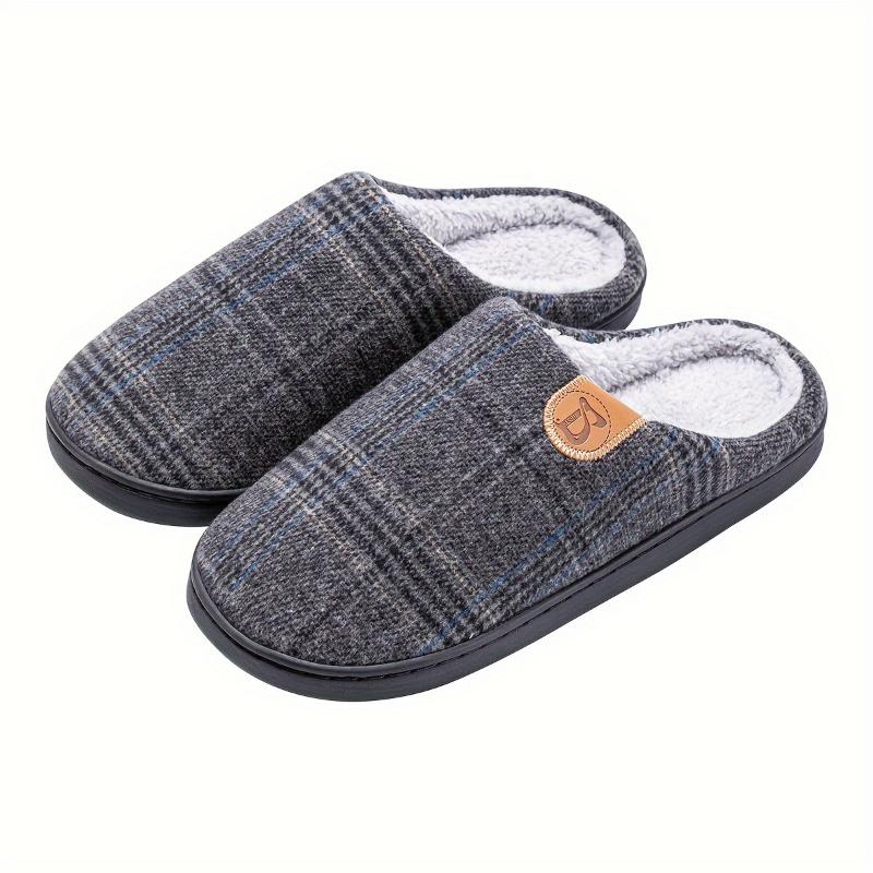 Men's PLUS SIZE Soft Plush Cozy House Slippers, Lightweight Breathable Anti-skid Slip-on Shoes With Fuzzy Lining For Indoor Walking, Autumn And Winter