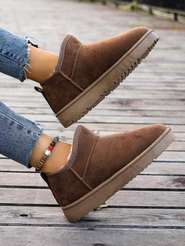 Women's 2023 Minimalist Fluffy Slip on Snow Booties Ankle Boots, Fuzzy Comfy Warm Platform Snow Boots, Trendy Winter Shoes for Fall & Winter, Please Purchase A Size Up