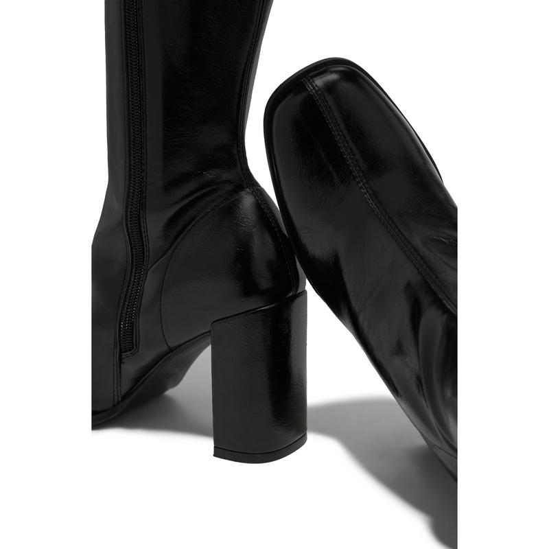 Rylee Block Heel Knee High Boots - Black