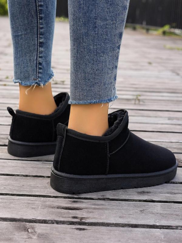 Women's 2023 Minimalist Fluffy Slip on Snow Booties Ankle Boots, Fuzzy Comfy Warm Platform Snow Boots, Trendy Winter Shoes for Fall & Winter, Please Purchase A Size Up