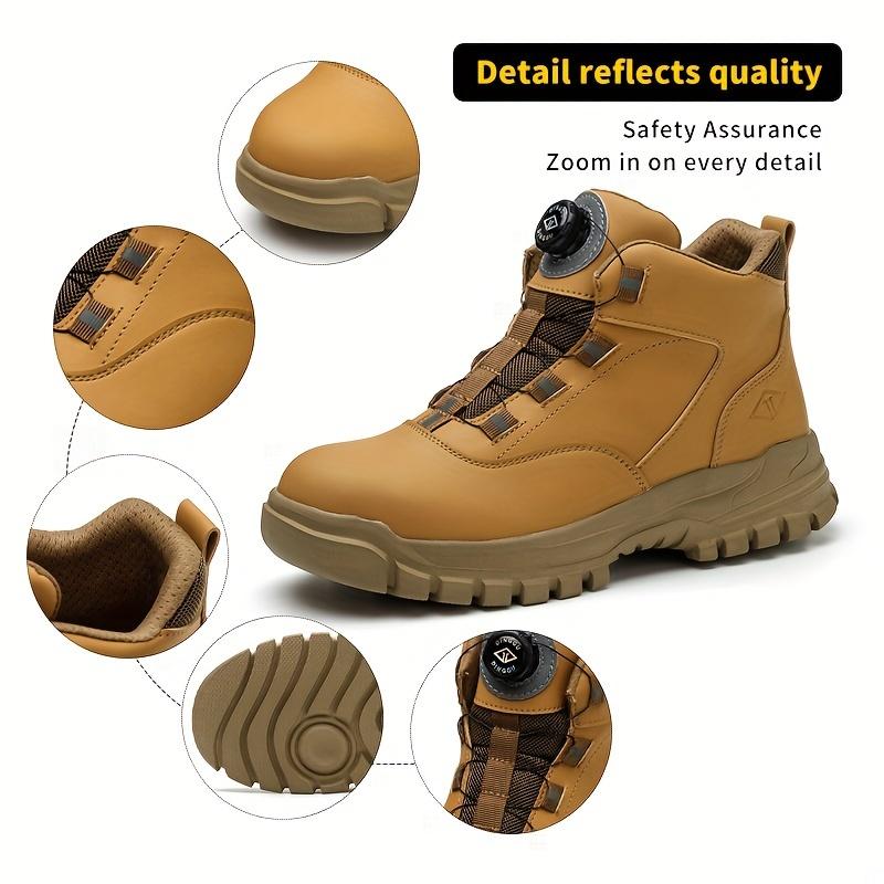 Men's Lace Up high Top AntiPiercing & Anti Smashing Safety Shoeswith Rotating Button, High Top Protective Design, for Outdoor Work, Footwear, Shoes for Healthcare Workers, Fall winter Outfits,  Fall winter Freshness