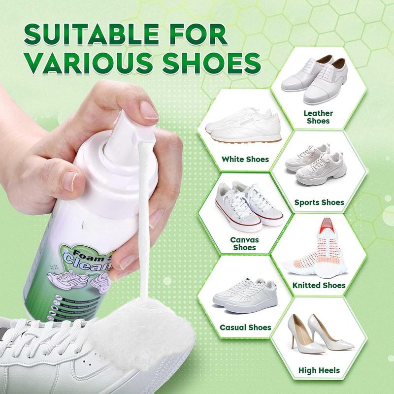 Foam Shoe Cleaner Kit, 6.76 Oz White Shoe Cleaning with Brush and Towel, Sneaker Cleaning Kit Removes Dirt and Stain for White Shoes, Suede, Leather, Canvas, Knit, Boots, Fabric, PU