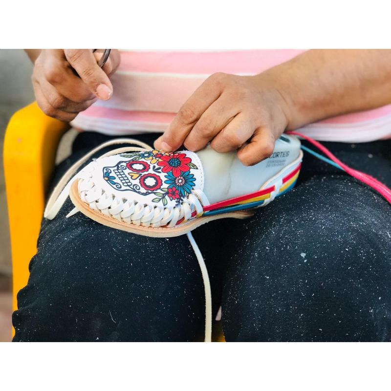 Día de Los Muertos Mexican Leather Huaraches 