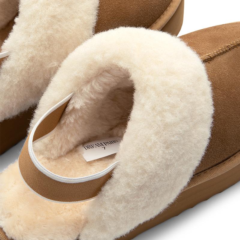 Dream Pairs FuzzyEasy Cuff Platform Water-repellent Slippers