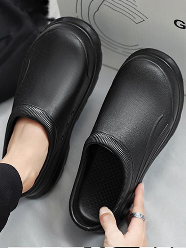 Men's Casual Solid Color Slides, Lightweight Breathable Comfortable Non-slip Slippers, Soft Clogs for Indoor & Outdoor Wear