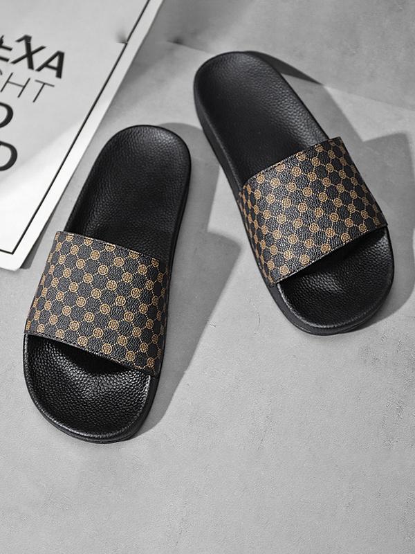 Men's Fashionable Geometric Pattern Slide Sandals, 2024 New Style Fall Freshness Casual Comfortable Slippers for Beach, Outdoor, Fall Outfits, Daily Wear, Versatile Fashion Outerwear Shoes