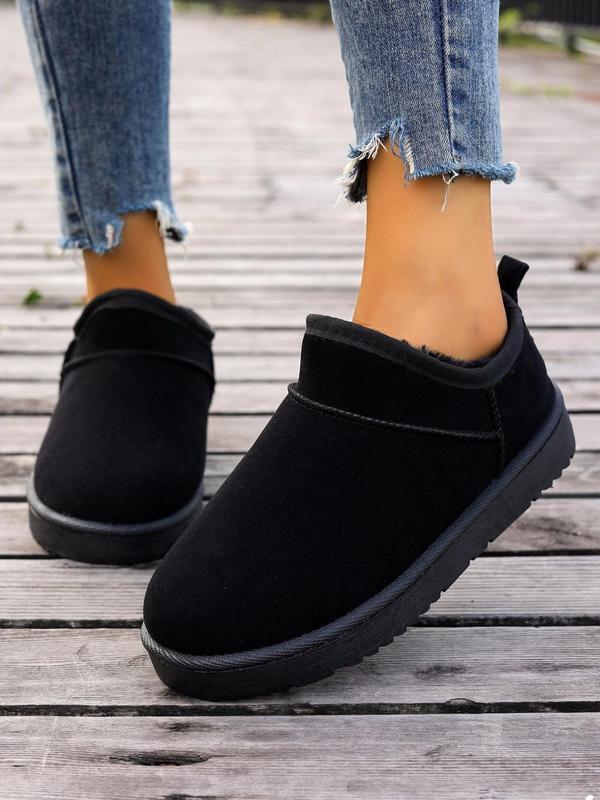 Women's 2023 Minimalist Fluffy Slip on Snow Booties Ankle Boots, Fuzzy Comfy Warm Platform Snow Boots, Trendy Winter Shoes for Fall & Winter, Please Purchase A Size Up