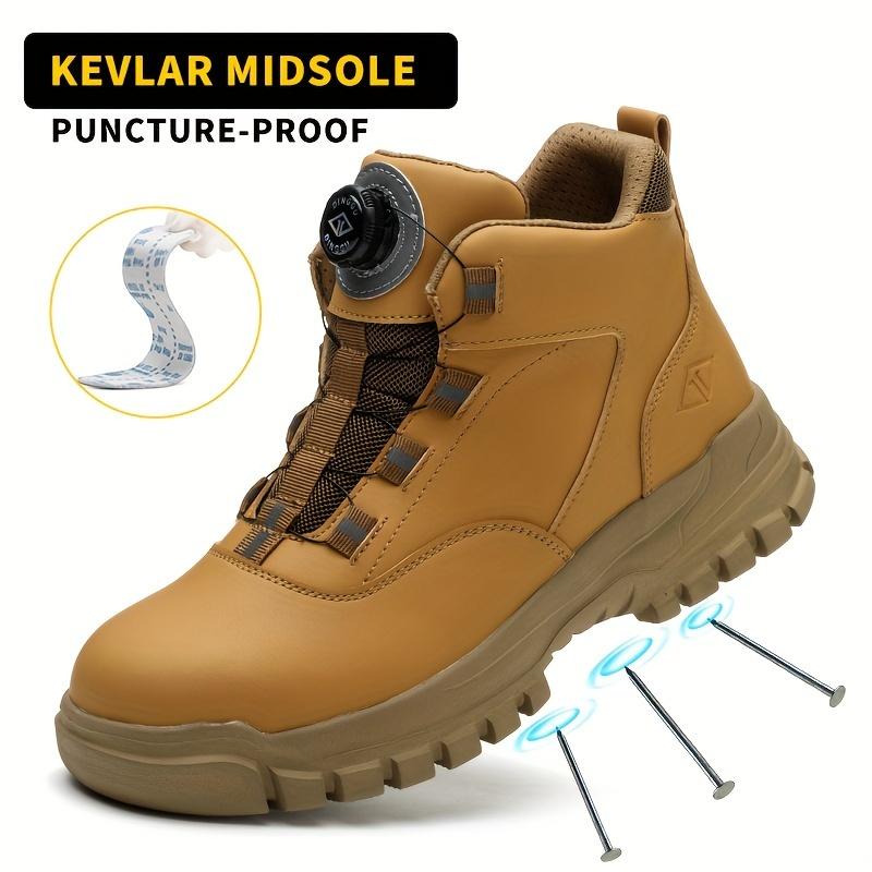 Men's Lace Up high Top AntiPiercing & Anti Smashing Safety Shoeswith Rotating Button, High Top Protective Design, for Outdoor Work, Footwear, Shoes for Healthcare Workers, Fall winter Outfits,  Fall winter Freshness