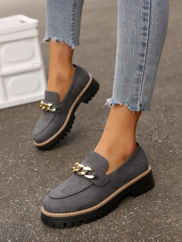 Women's Fashionable Solid Color Platform Loafers, Casual Comfortable Round Toe Slip on Wedge Shoes for Daily Wear, Female All-match Shoes for Women & Girls