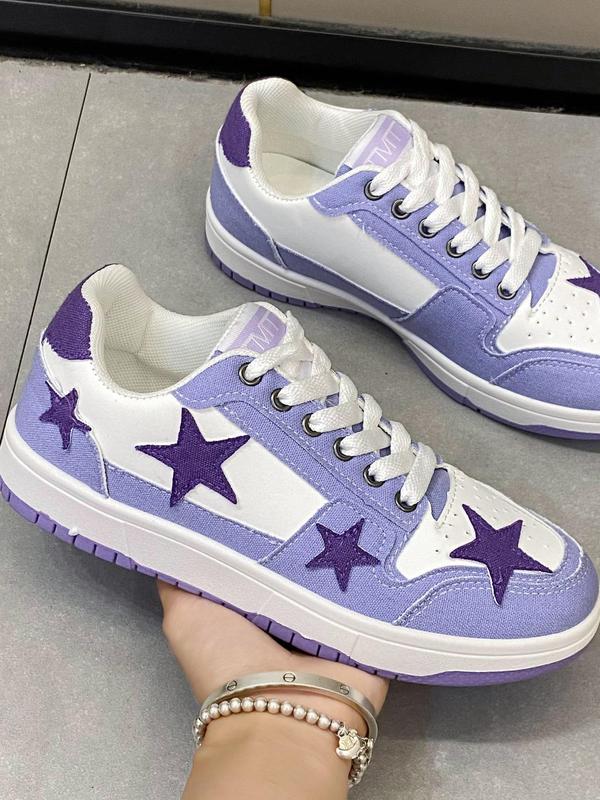 Star Pattern Low Top Training Sneakers for Women for Gift, 2024 Casual Lace Up Lightweight Breathable Comfortable Sports Running Shoes for Girl, Perfect for Students and Outdoor Sports