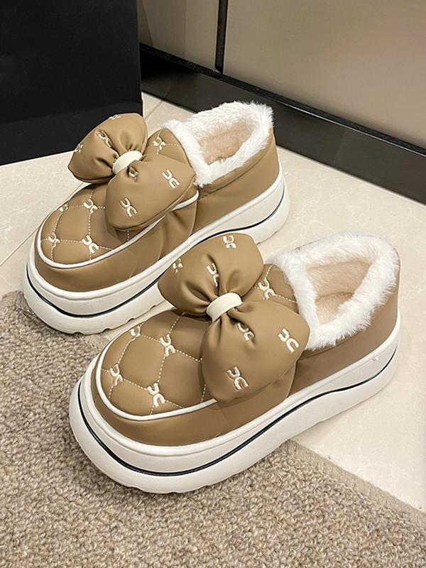 Women's Bowknot Design Shoes, Casual Soft Comfortable Home Shoes, Warm Shoes for Indoor & Outdoor Use for All Seasons