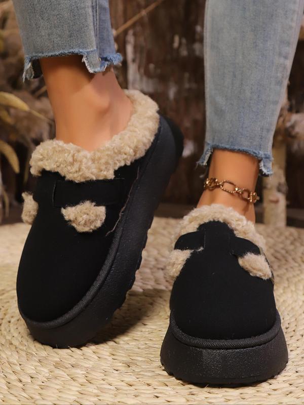 Women's Fashionable Fluffy Lined Slippers, Casual Comfortable Outdoor Slippers, Warm Slippers for Indoor & Outdoor Use for Fall & Winter