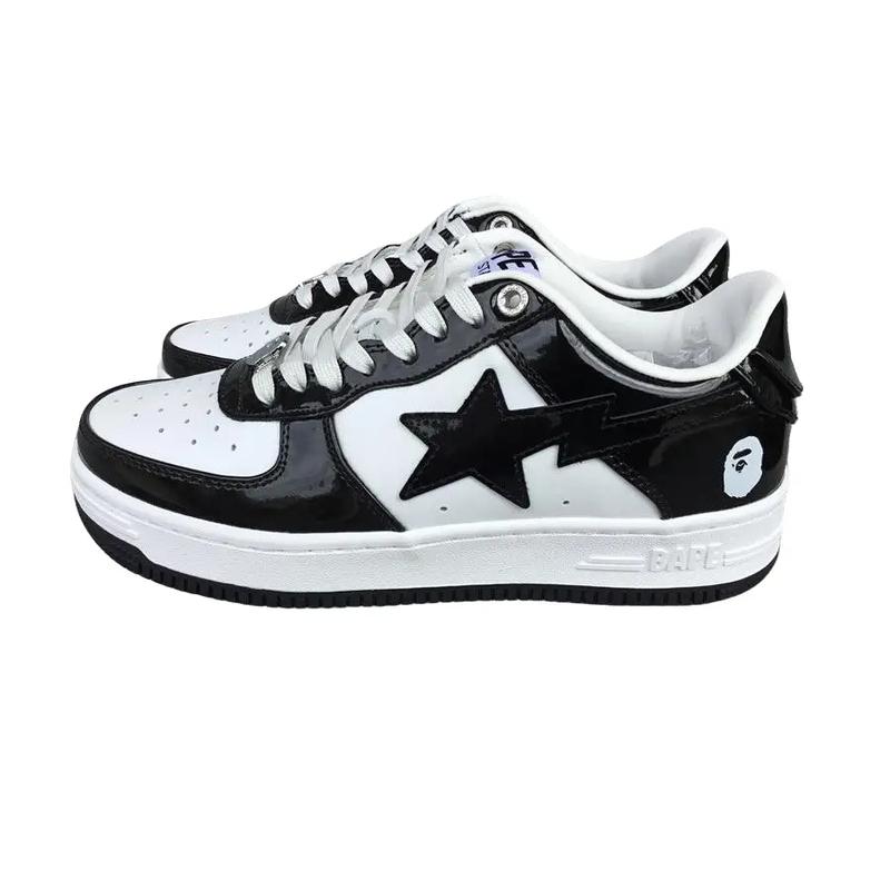 BAPESTA SK8DUNK Shark Series Couple Patent Leather Casual Sneakers Low-top Versatile Sneakers