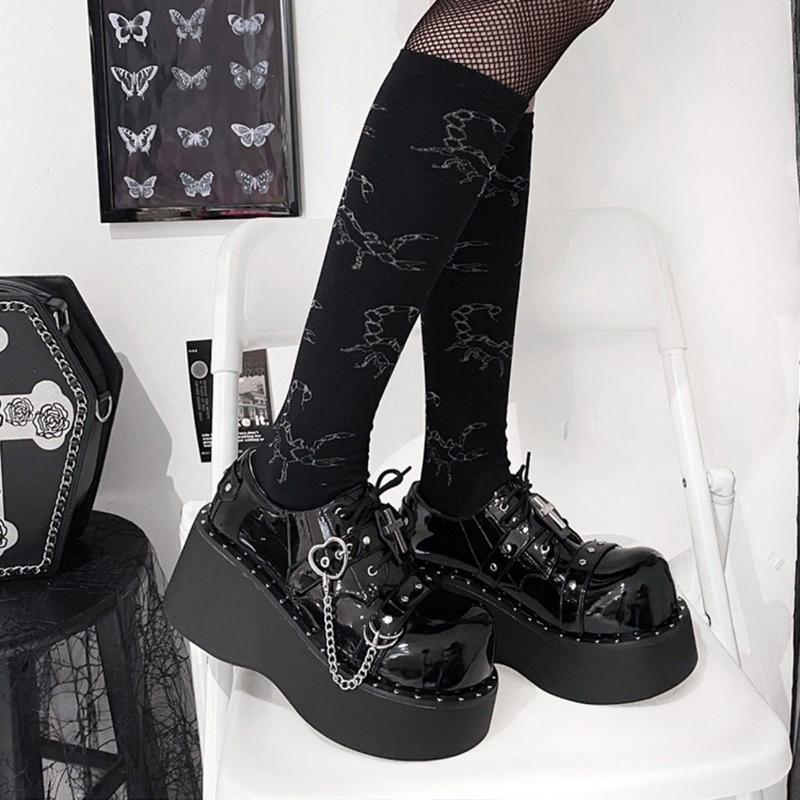 Rock Hot Girl Punk Dark Sweet Cool Platform Leather Shoes Women's Gothic Platform Shoes Retro Shoes