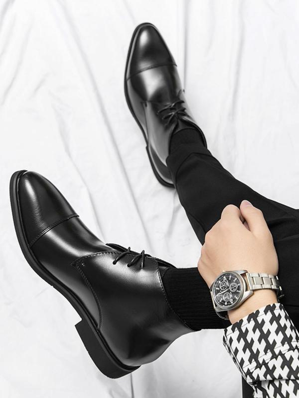 Men's Fashionable Lace Up Dress Shoes, Casual Comfortable Pointed Toe Boots for Work Office, Male All-match Shoes for Daily Wear