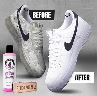 Pink Miracle Shoe Cleaner Kit with Bottle and Brush For Fabric Cleaner For Leather, Whites, Suede and Nubuck Sneakers