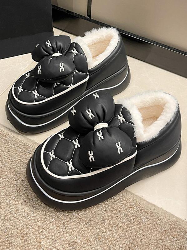 Women's Bowknot Design Shoes, Casual Soft Comfortable Home Shoes, Warm Shoes for Indoor & Outdoor Use for All Seasons