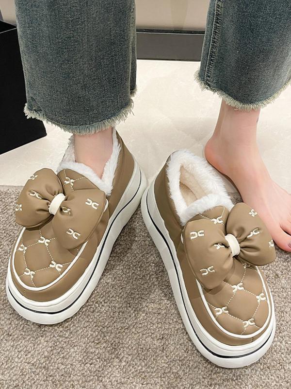 Women's Bowknot Design Shoes, Casual Soft Comfortable Home Shoes, Warm Shoes for Indoor & Outdoor Use for All Seasons