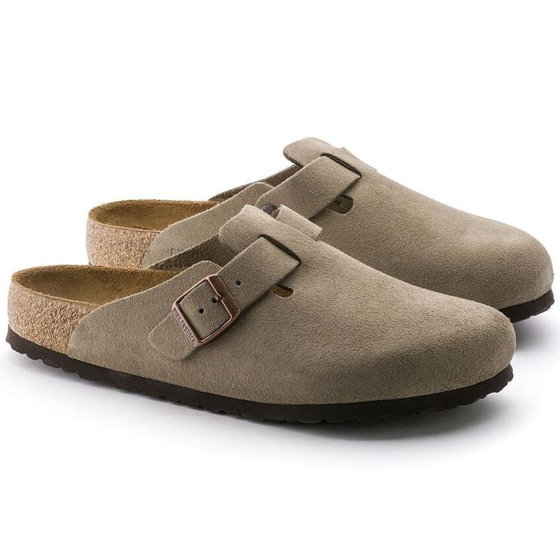 Birkenstock Boston Soft Footbed Suede Taupe Fashion Sandel 0560771 New