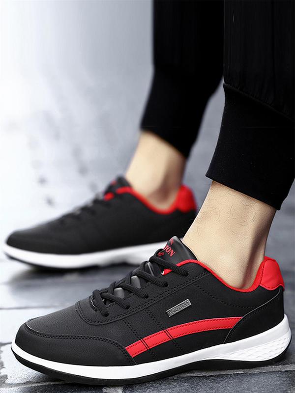 Men's Simple Design Round Toe Lace Up Running Shoes for Summer, Casual Colorblock Breathable Sneakers, Fashionable Patched Design Sneakers for Daily Wear