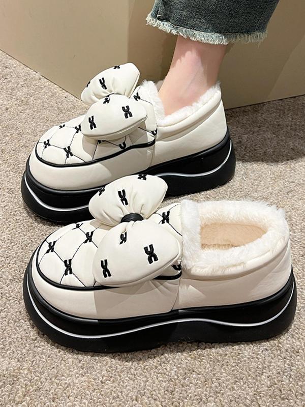 Women's Bowknot Design Shoes, Casual Soft Comfortable Home Shoes, Warm Shoes for Indoor & Outdoor Use for All Seasons