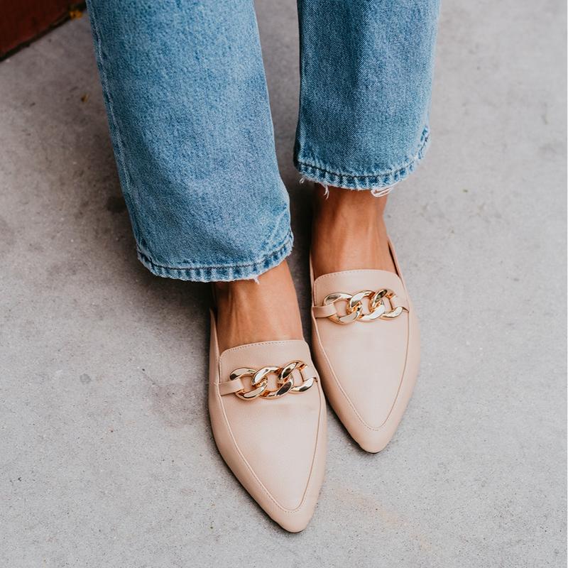 Tan pointed backless mules- Uptown Girl