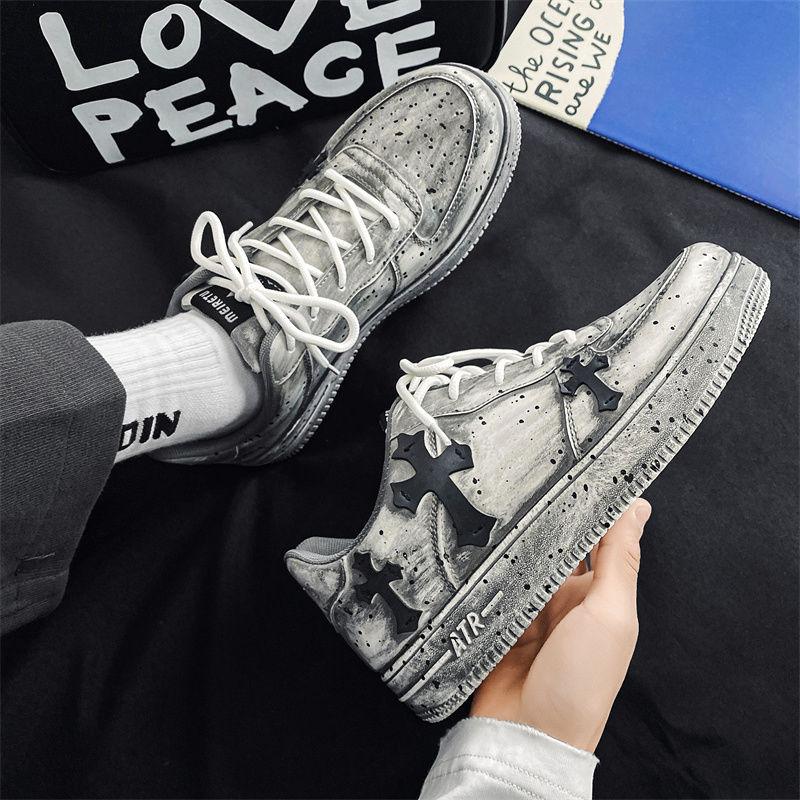 Shoes Men's Autumn New Platform Sneakers Men's Niche Chain Cross Graffiti Sports Casual Shoes