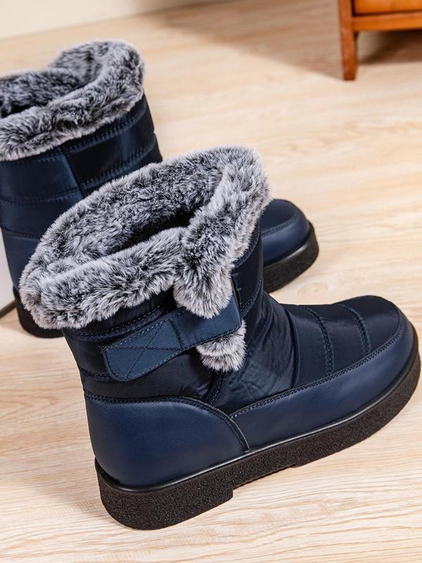 Women's Solid Color Plush Lined Snow Boots, Casual Comfortable Warm Boots for Fall & Winter, Women's Boots for Indoor & Outdoor Wear