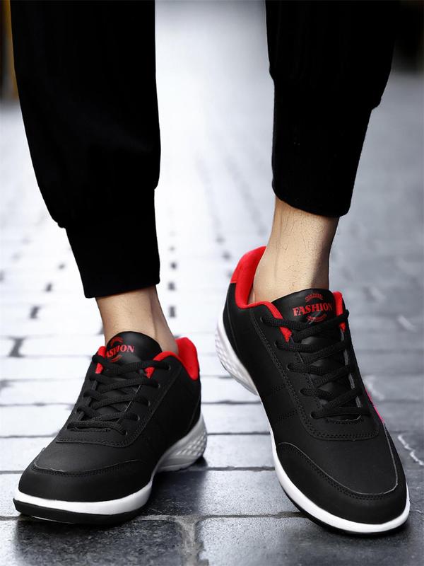 Men's Simple Design Round Toe Lace Up Running Shoes for Summer, Casual Colorblock Breathable Sneakers, Fashionable Patched Design Sneakers for Daily Wear