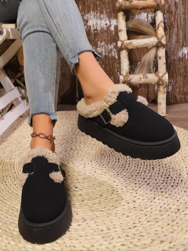 Women's Fashionable Fluffy Lined Slippers, Casual Comfortable Outdoor Slippers, Warm Slippers for Indoor & Outdoor Use for Fall & Winter