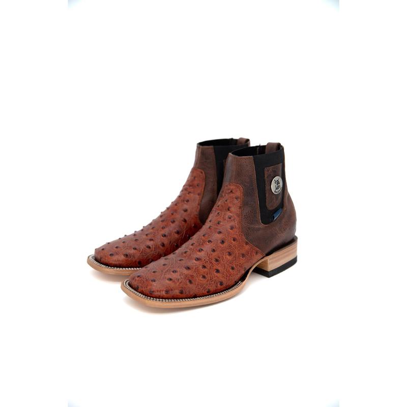 Ostrich Ranch Print Square Toe Men's Botin FINAL SALE