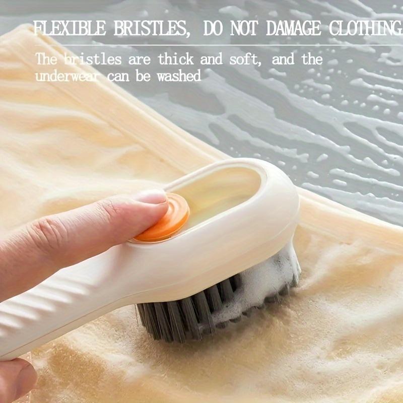 Ergonomic Long Handle Shoe Brush with Built-in Soap Dispenser-Soft Bristle Easy to Clean, Suitable for Shoes, Boots and Jewelry