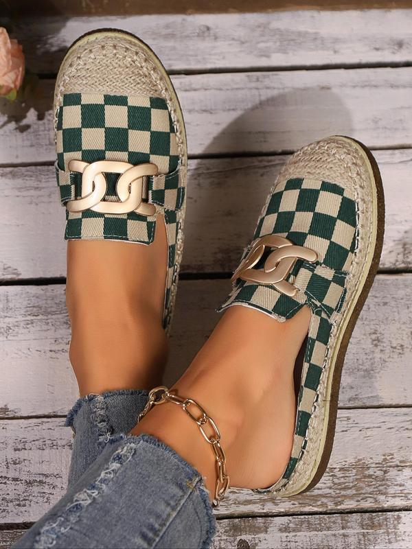 Women's Fashionable Checkerboard Plaid Pattern Slippers, Casual Comfortable Flat Slippers for Summer, Female All-match Round Toe Shoes for Daily Wear