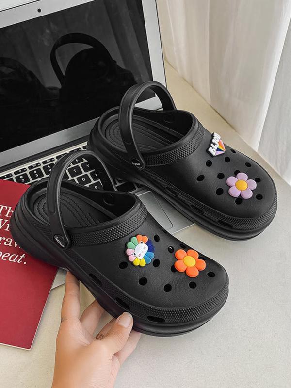 Women's Cute Flower Decor Clogs, Casual Comfortable Non-slip Clogs, Fashionable Clogs for Indoor & Outdoor Wear