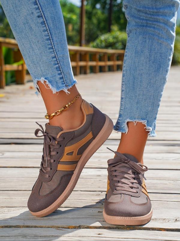 Women's Fashionable Patchwork Lace Up Low Top Sneakers, Casual Comfortable Sports Running Shoes, All-match Basic Shoes for Daily Wear