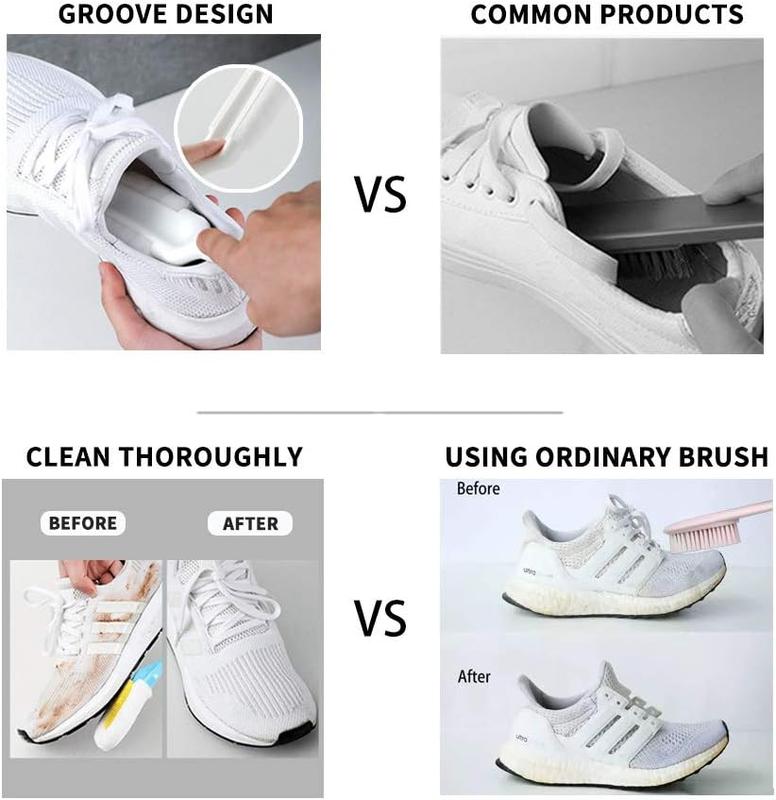 Cleaning Shoe Brush, Multifunctional Long Handle Shoe Brush Cleaner, Hangable Soft Bristle Shoes Cleaning Scrubber (White) Footwear Comfort