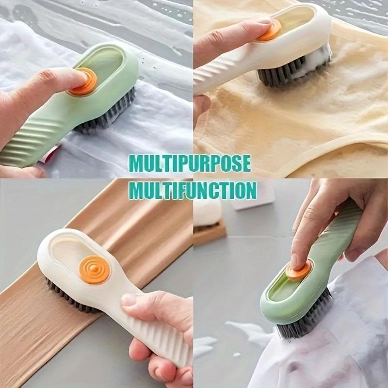 Ergonomic Long Handle Shoe Brush with Built-in Soap Dispenser-Soft Bristle Easy to Clean, Suitable for Shoes, Boots and Jewelry