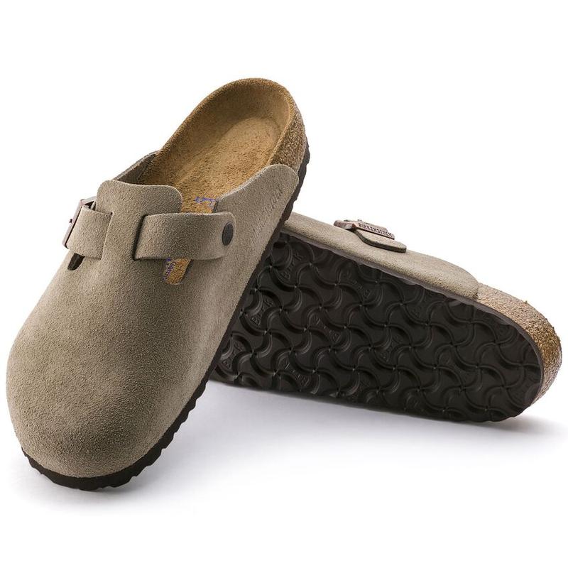 Birkenstock Boston Soft Footbed Suede Taupe Fashion Sandel 0560771 New