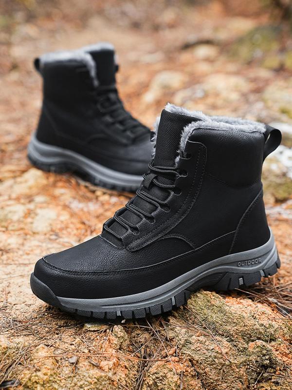 Men's Casual Lace Up Ankle Boots, Outdoor Hiking Boots, Warm & Comfortable Boots for Men, Fashionable Winter Shoes for Outdoor Activities