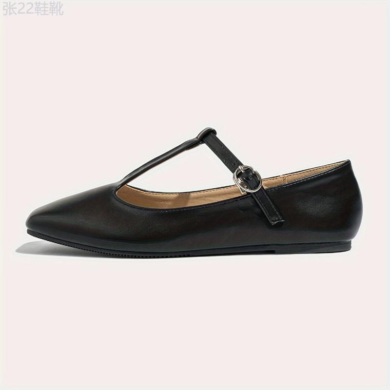 Chic Black Mary Jane Flats for Women - Square Toe, Soft Sole Casual Shoes with T-Strap Design, Versatile for All Seasons Girl Footwear Walking Shoes Flatform Running Comfort Running Comfort