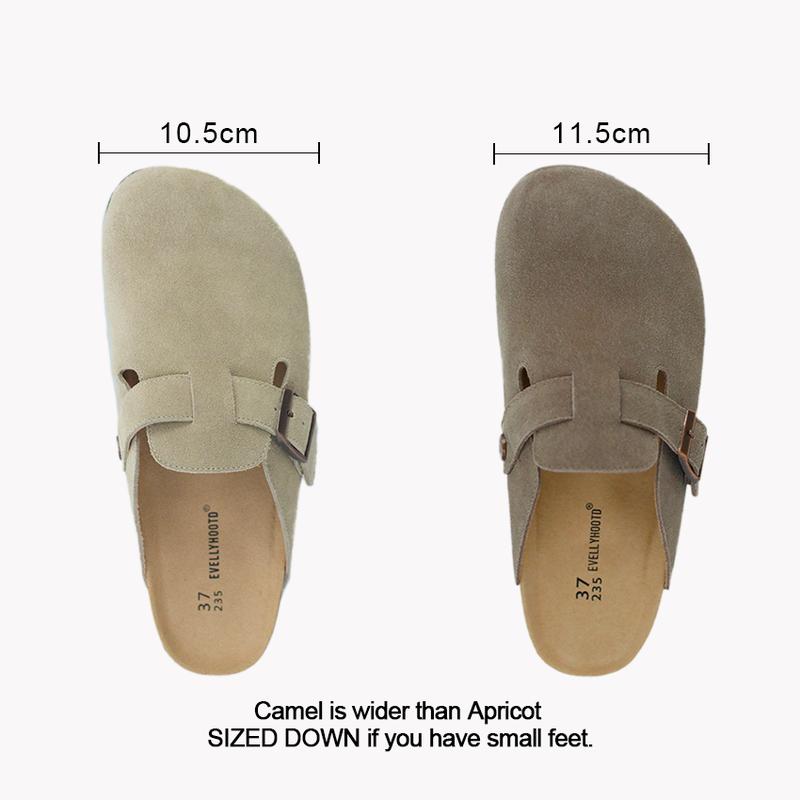 EVELLYHOOTD Women Men Round Toe Cork Footbed Clogs Fashion Suede Shoes Slide Outdoor Slippers with Strap Adjustable Flat Buckle Clogs Retro Fashion Walking Shoes Slippers 