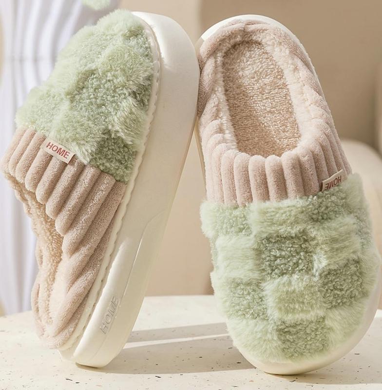 Winter Plush Closed Toe Slippers, Cozy & Warm Soft Sole Slip On Fuzzy Shoes, Comfortable Indoor Bedroom Slippers